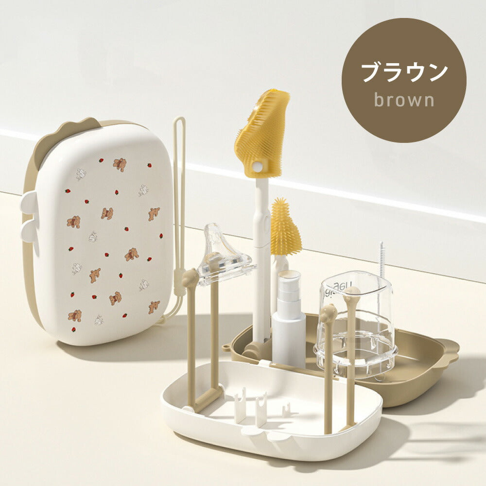 イクタノ 携帯用 哺乳びんブラシ 持ち運びセット 哺乳瓶 乳首 おしゃぶり マグ 洗浄 乾燥 お手入れ TPE シリコンブラシ お出かけ 旅行 帰省 外出 ストローブラシ 収納ケース付き 出産祝い ギフト ベビーグッズ ベビー用品 携帯用 育児グッズ 便利 離乳食 お出かけ用品