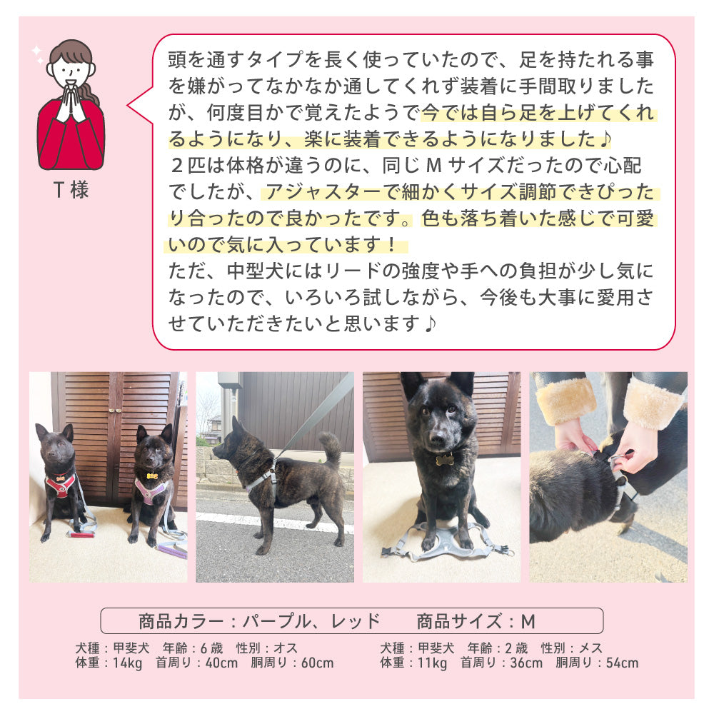 ラムール 犬 ハーネス 負担が少ない 抜けない つけやすい 外れない リード 一体型 小型犬 中型犬 大型犬 着脱簡単 メッシュ 通気性 蒸れない 胴輪 散歩 お出かけ 通院 災害 避難 かわいい おしゃれ ドッグハーネス バックル ペット サイズ交換可