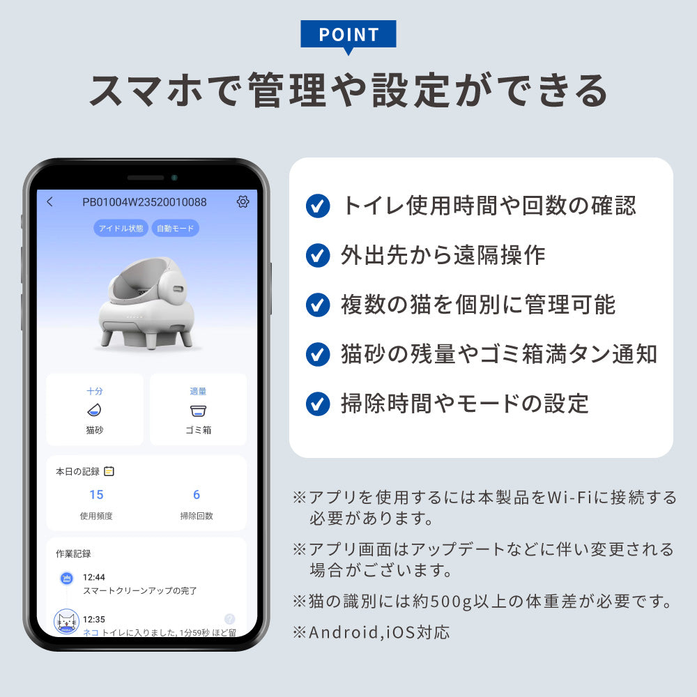 ネアカサ 全自動猫トイレ 猫 トイレ 自動 自動ネコトイレ 多頭飼い 大型猫 自動清掃 オープンタイプ アプリ対応 M1 Neakasa