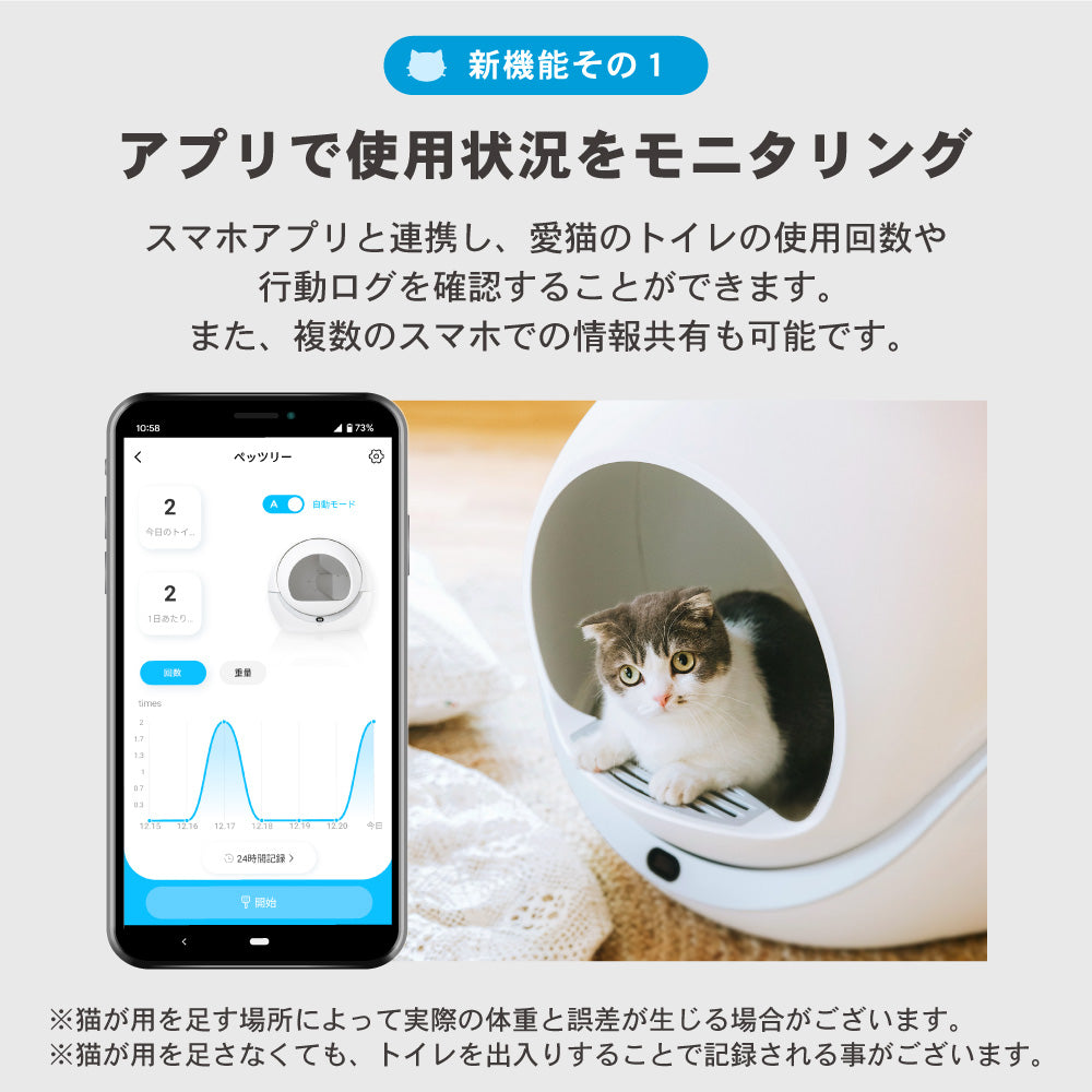 PETREE ペッツリー PLUS 猫 トイレ 自動 大型 自動トイレ 自動猫トイレ ネコ自動トイレ 猫トイレ 猫のトイレ ネコのトイレ 全自動 自動ネコトイレ 全自動猫トイレ 本体 大きめ 多頭飼い おしゃれ 人気 消臭 猫砂 掃除 飛び散り防止 ねこ ネコ スマホ 遠隔操作