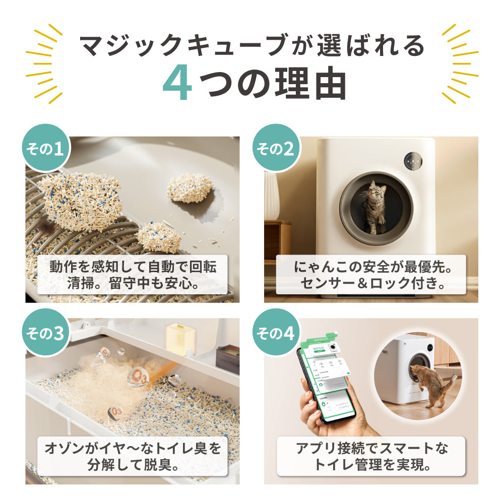 PET MARVEL マジックキューブ 猫 トイレ 自動 大型 自動トイレ 自動猫トイレ 猫トイレ 全自動 自動ネコトイレ 全自動猫トイレ 本体 大きめ 多頭飼い おしゃれ 人気 おすすめ 消臭 猫砂 掃除 飛び散り防止 ねこ ネコ 猫用 スマホ アプリ 遠隔操作