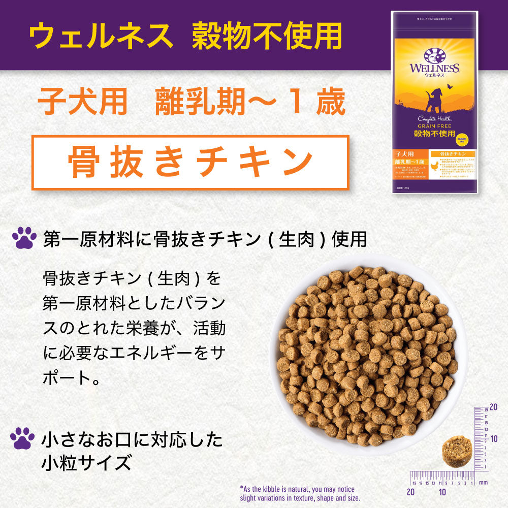 ウェルネス 穀物不使用 子犬用(離乳期~1歳) 骨抜きチキン 800g 犬 ドッグフード 犬用フード グレインフリー パピー 小粒 着色料不使用 香料不使用 WELLNESS