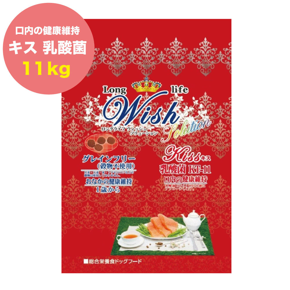 ウィッシュ ソリューション キス 11kg Wish グレインフリー ドッグフード 犬用フード お口の健康 成犬用 アダルト 乳酸菌 ドライフード 穀物フリー