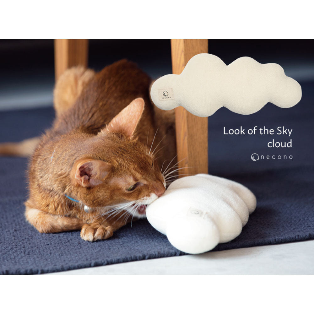 necono コットンヌイグルミ クラウド 猫 おもちゃ 猫用 ぬいぐるみ 雲 コットン キャット トイ 猫キック 枕 手作り 日本製 Look of the Sky