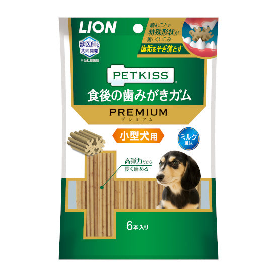 ペットキッス 食後の歯みがきガム プレミアム 小型犬用 6本 犬 おやつ ガム 歯みがき デンタルケア 歯垢除去 歯石予防 イヌ オヤツ ご褒美 ライオン PETKISS