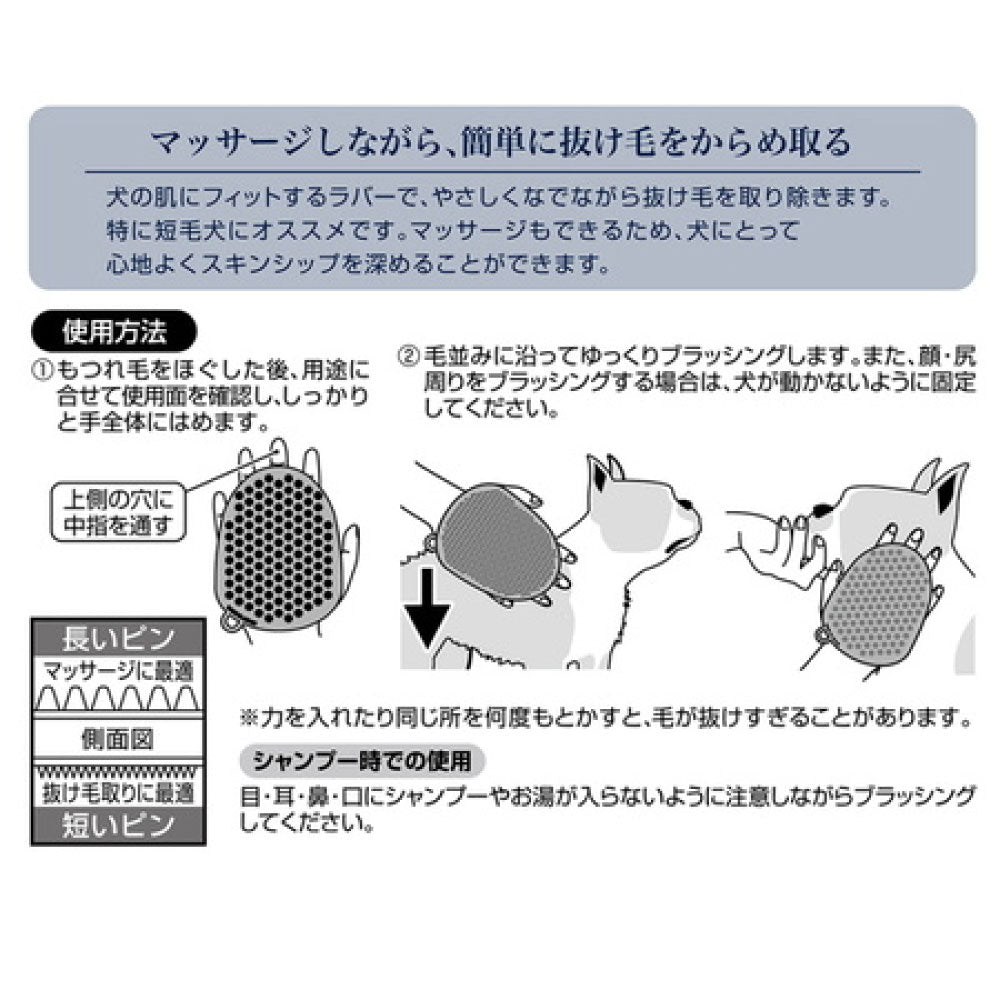 ペティオ porta ダブルラバー ミトンブラシ 犬 ブラシ ラバー 犬用 ブラッシング トリミング 被毛 お手入れ 抜け毛取り マッサージ ポルタ