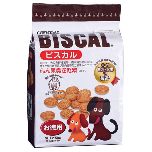 現代製薬 ビスカル 2.5kg 犬 おやつ 犬用 スナック ビスケット 大容量 ふん尿臭 軽減 腸内環境 オリゴ糖 カテキン 腸活 国産