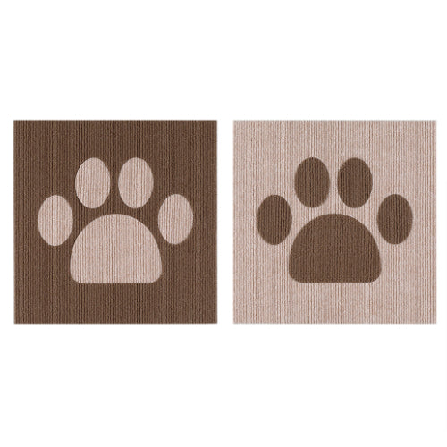 サンコー おくだけ吸着 おあそびマット 肉球 2枚入 ブラウン&ベージュ ペット用 犬 猫 タイルマット 吸着 撥水 床暖房対応 薄型 マット ずれない 日本製