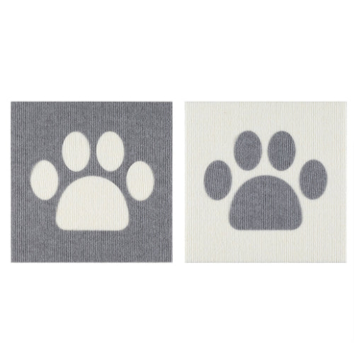 サンコー おくだけ吸着 おあそびマット 肉球 2枚入グレー&アイボリー ペット用 犬 猫 タイルマット 吸着 撥水 床暖房対応 薄型 マット ずれない 日本製