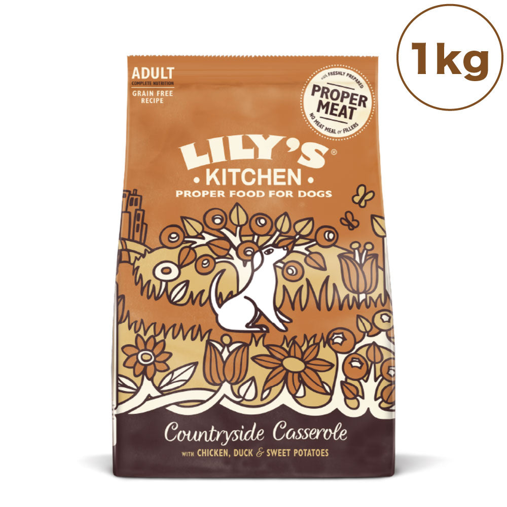 リリーズキッチン 成犬チキン&ダック田舎風キャセロール 1kg 犬 ドッグフード ドライ 犬用 フード グレインフリー ドライフード 総合栄養食