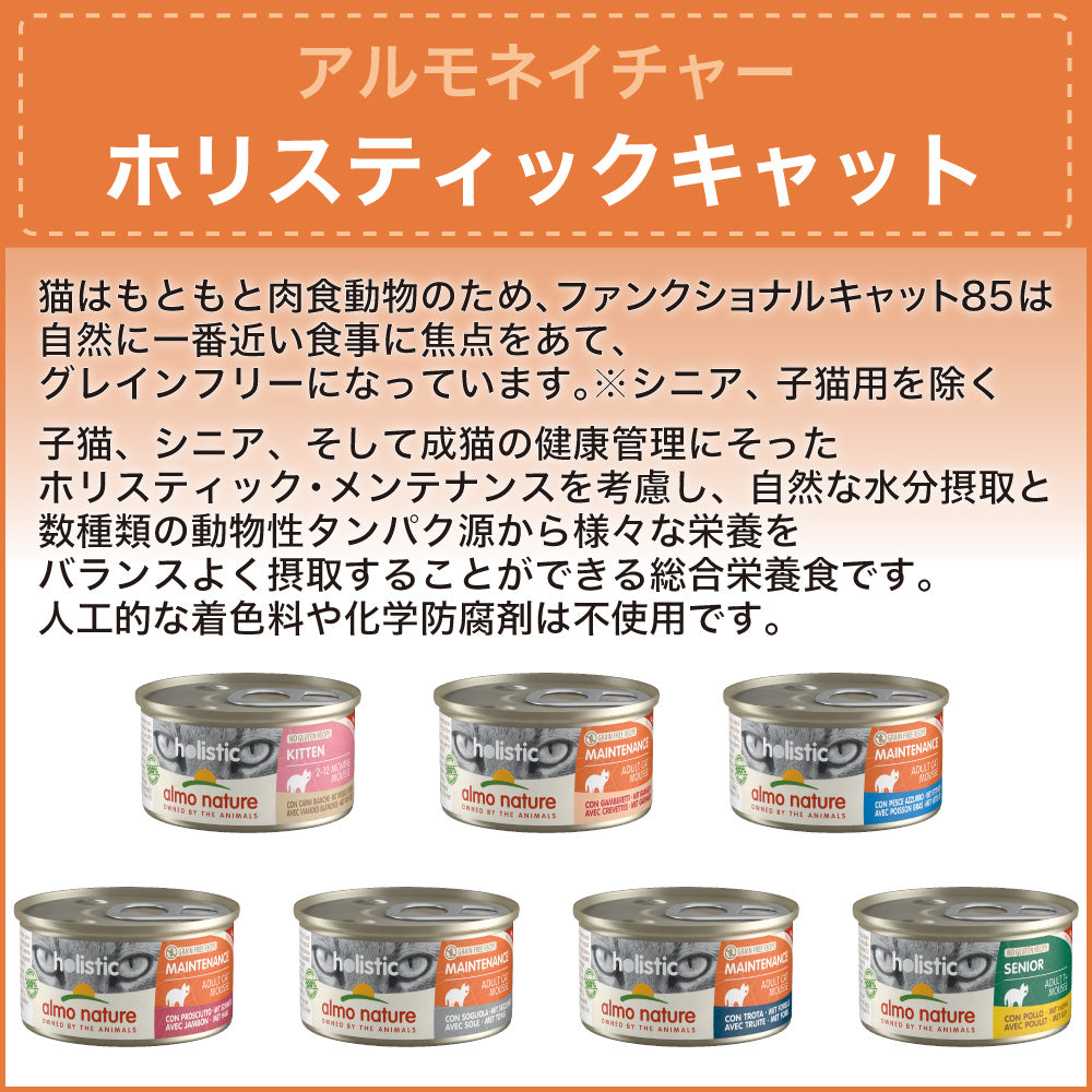 アルモネイチャー ホリスティックキャット メンテナンス85 オイリーフィッシュ 85g キャットフード 猫 総合栄養食 猫用 缶詰 ウエット