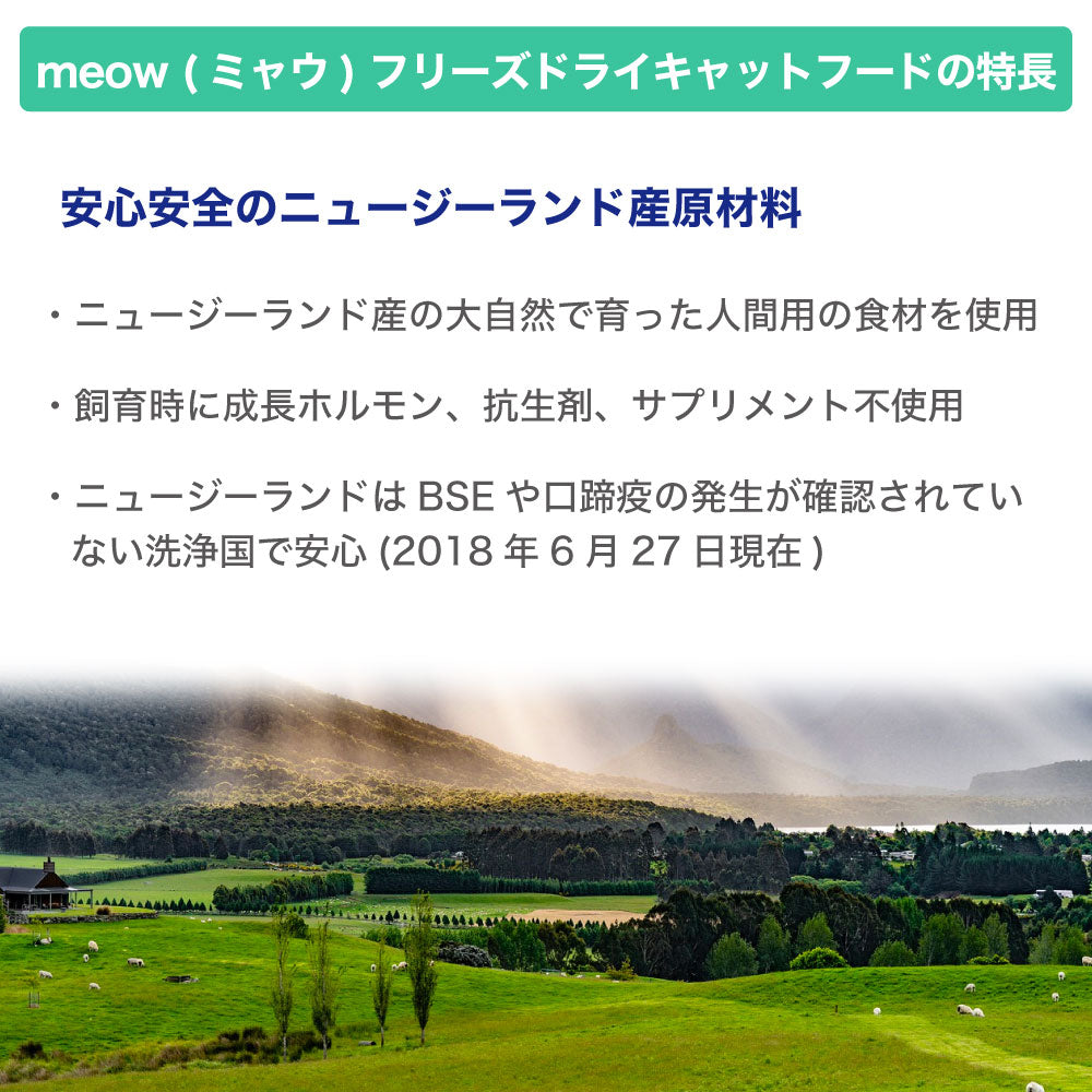 meow ミャウ フリーズドライキャットフード ビーフ&ホキ 50g 猫 キャットフード 犬用フード ドライ フリーズドライ 全年齢 生食 安心 安全 グレインフリー