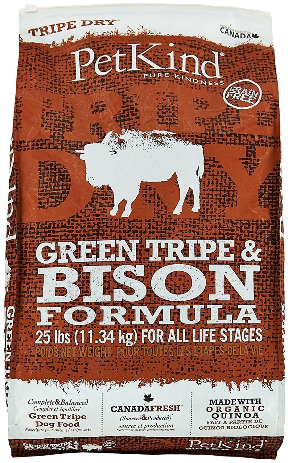 ペットカインド ドッグフード トライプドライ グリーントライプ&バイソン PetKind 野牛肉 グレインフリー 11.34kg
