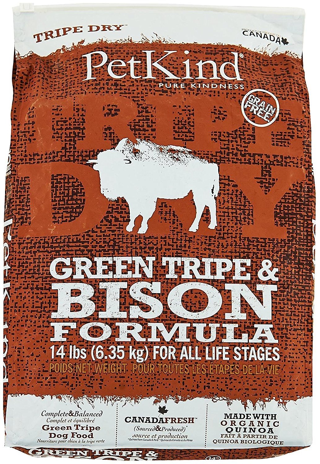 ペットカインド ドッグフード トライプドライ グリーントライプ&バイソン PetKind 野牛肉 グレインフリー 6.35kg