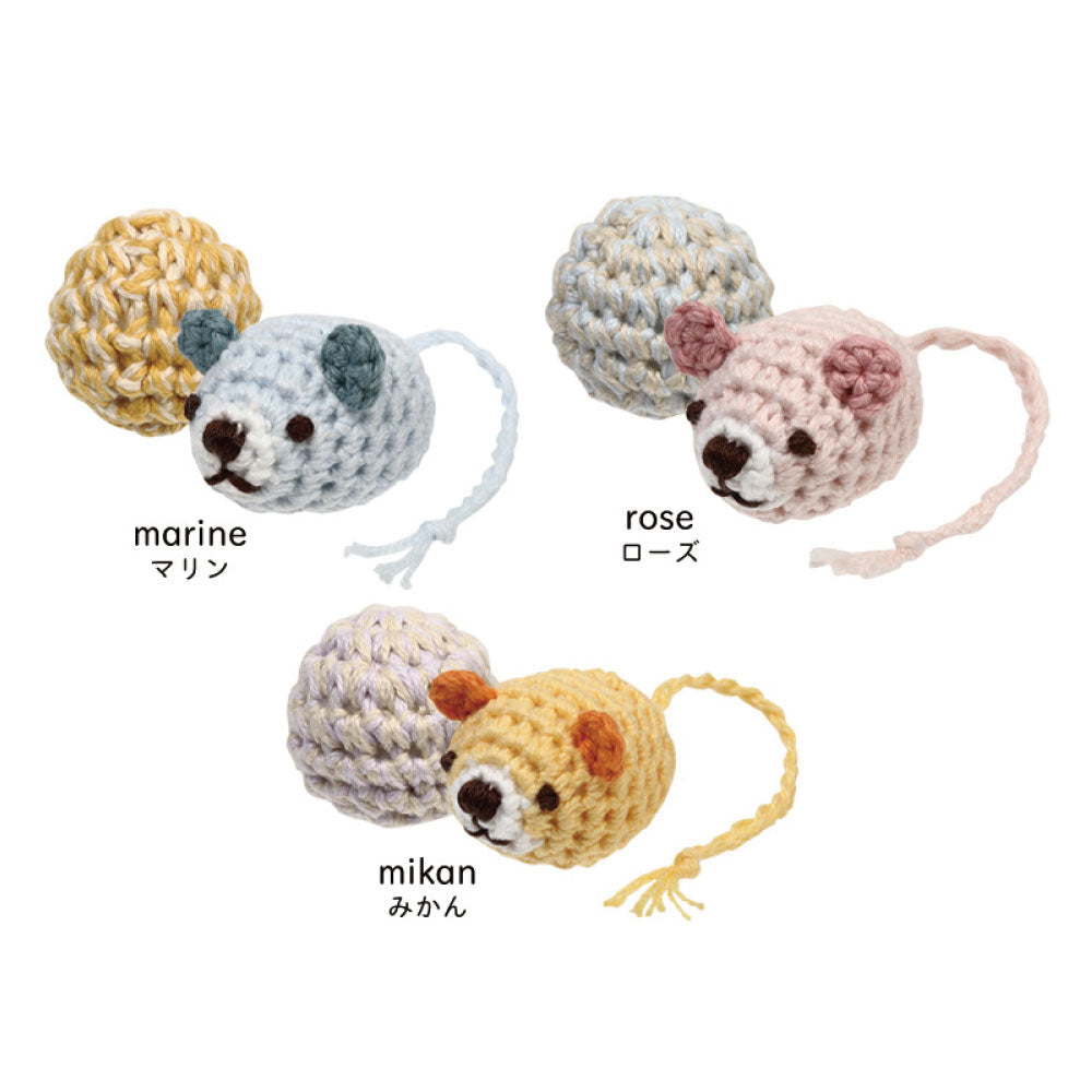 necono あみあみネズミ&ボール 猫 おもちゃ 猫用 ぬいぐるみ ネズミ キャット トイ あみぐるみ 手作り ねずみ 鼠 日本製