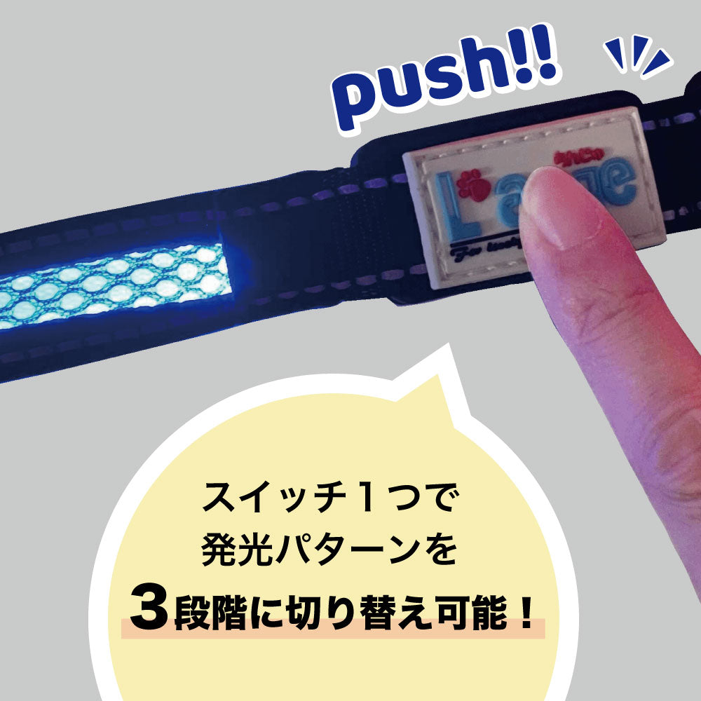 らんじゅ 充電式LEDフラッシュ ジョイントリード 犬 リード 光る 犬用 USB LEDライト 反射 夜間 散歩 安心 事故防止 L'ange