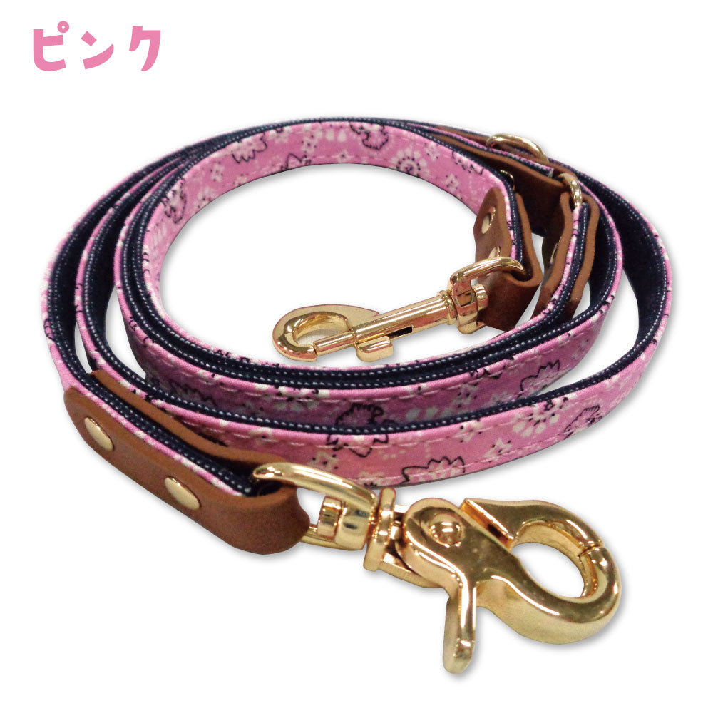 アゼリア ジョニー ワンタッチカラー リード XS 犬 リード 犬用 散歩紐 バンダナ ペイズリー おしゃれ かっこいい 散歩 お出かけ ドッグ AZERIA