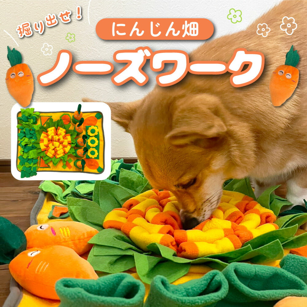 にんじん畑 ノーズワーク ペット 犬 猫 おもちゃ マット おもちゃ 知育玩具 知育トイ にんじん 運動不足 嗅覚訓練 おやつ隠し 音が鳴る ぬいぐるみ 手洗い可