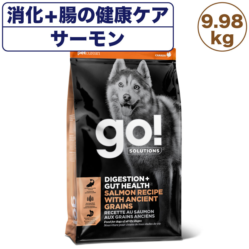 GO! ゴー 消化+腸の健康ケア 古代穀物を使用したサーモンレシピ 9.98kg 犬 犬用フード ドッグフード ドライ 腸内環境 プロバイオティクス 無添加