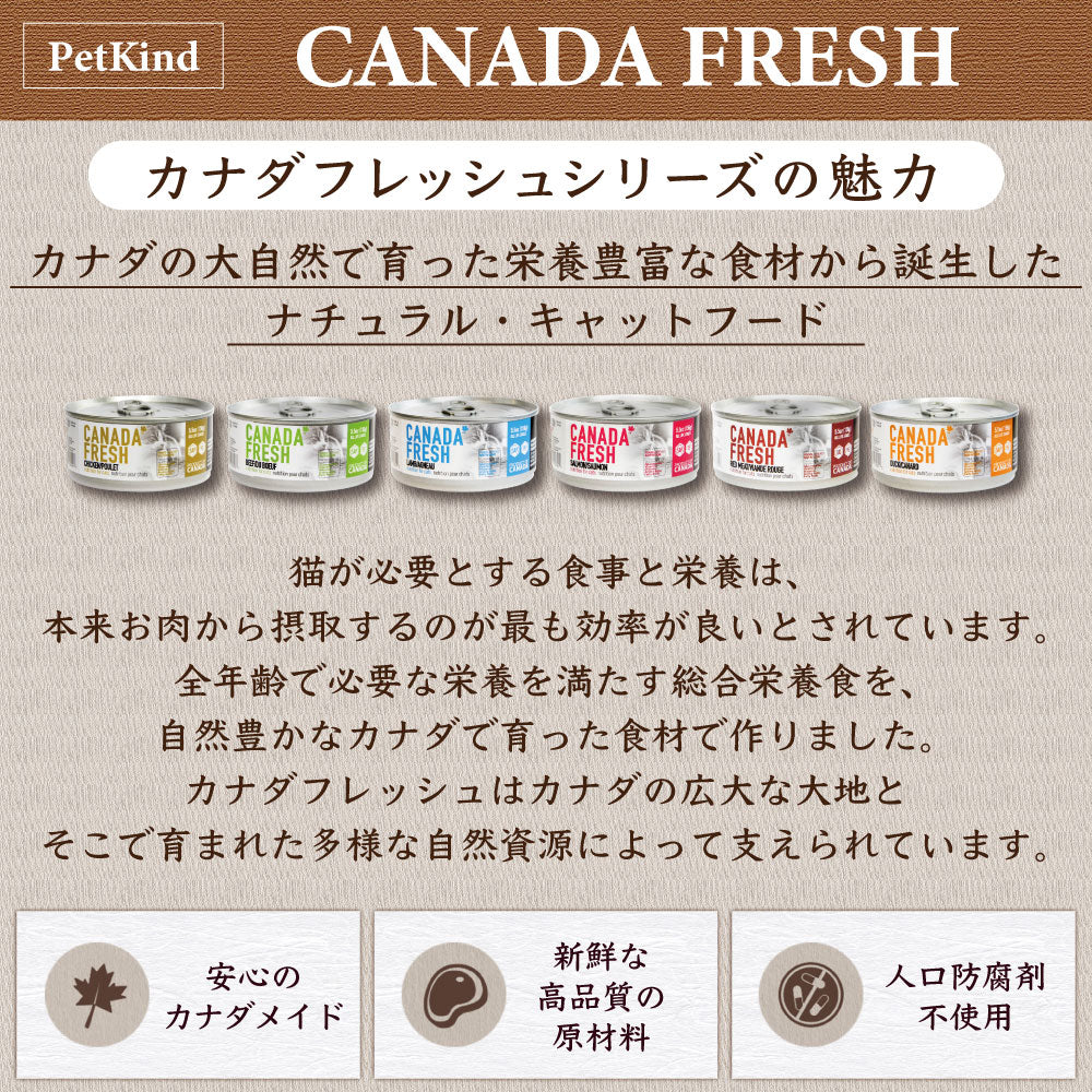 ペットカインド カナダフレッシュ 猫用缶詰 ビーフ SAP 156g 猫 フード キャットフード 缶詰 ウェットフード  缶 ウェット 全年齢対応 PetKind
