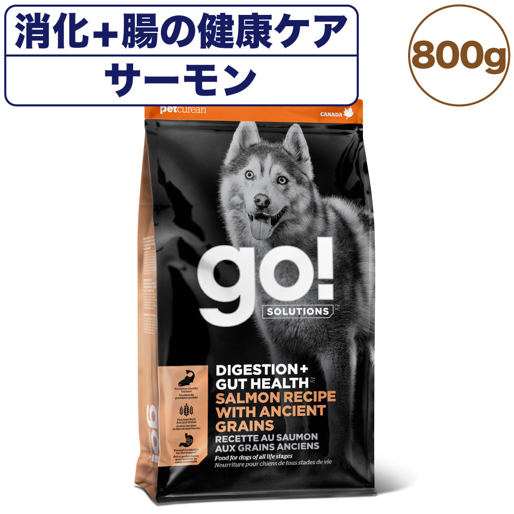GO! ゴー 消化+腸の健康ケア 古代穀物を使用したサーモンレシピ 800g 犬 犬用フード ドッグフード ドライ 腸内環境 プロバイオティクス 無添加