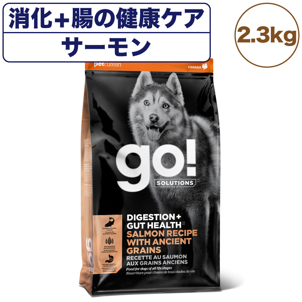 GO! ゴー 消化+腸の健康ケア 古代穀物を使用したサーモンレシピ 2.3kg 犬 犬用フード ドッグフード ドライ 腸内環境 プロバイオティクス 無添加