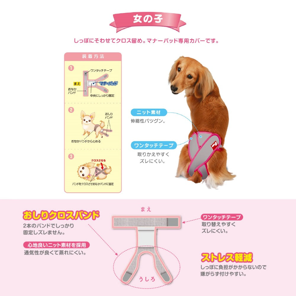 第一衛材 女の子のためのマナーホルダー Active 3L ペット 犬 マナーベルト カバー メス 生理 ヒート対策 おもらし 介護 おでかけ 日本製 P.one