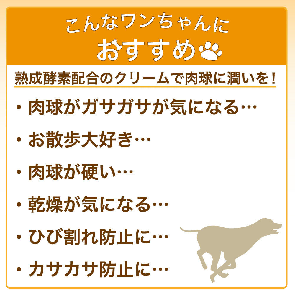 肉球うるおう酵素クリーム 30g 犬用 ケアクリーム 犬 肉球 足裏 保湿 お手入れ かさかさ 日本産