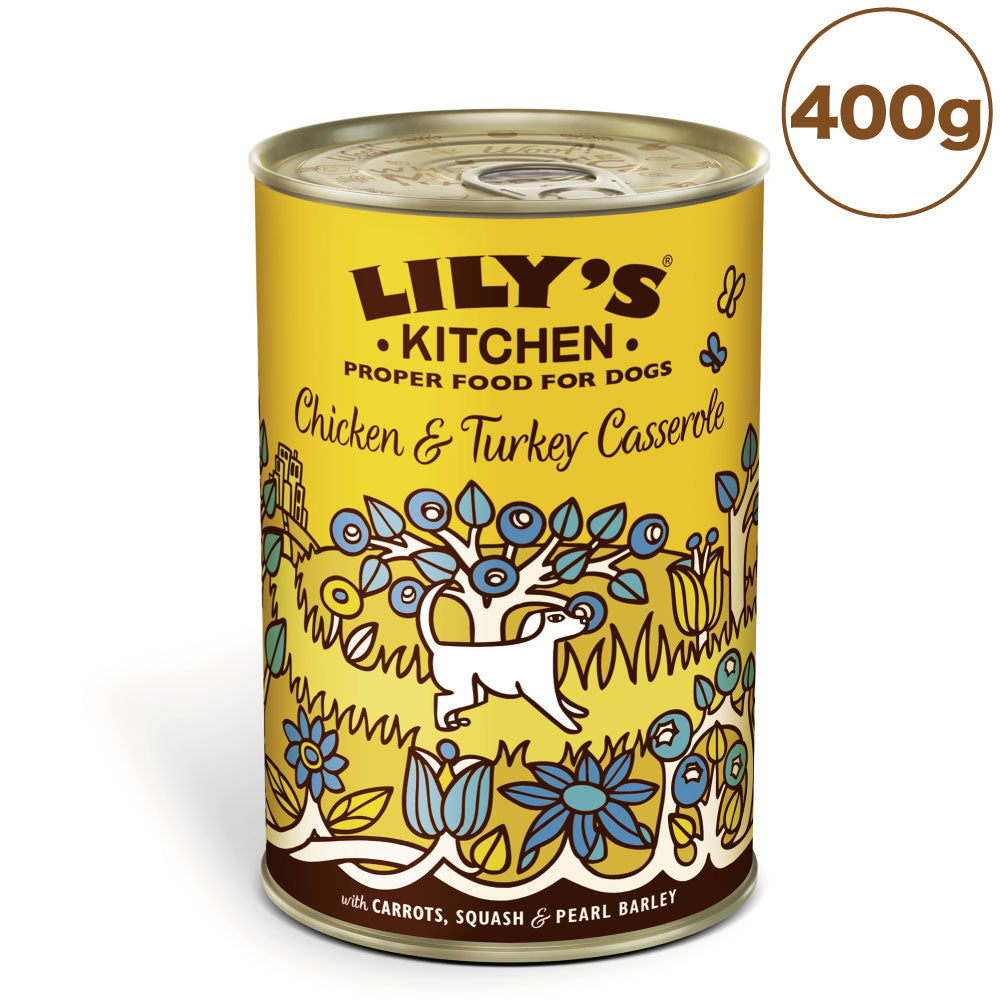 リリーズキッチン チキンとターキーのキャセロール・ドッグ 400g 犬 ドッグフード ウェット 缶詰 犬用 フード 総合栄養食