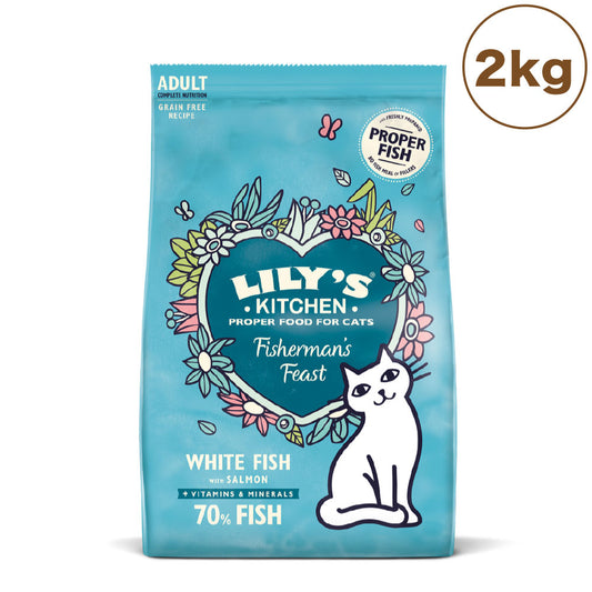 リリーズキッチン 漁師風のご馳走ホワイトフィッシュとサーモン 2kg 猫 キャットフード ドライ 猫用 フード 成猫 ドライフード グレインフリー 総合栄養食