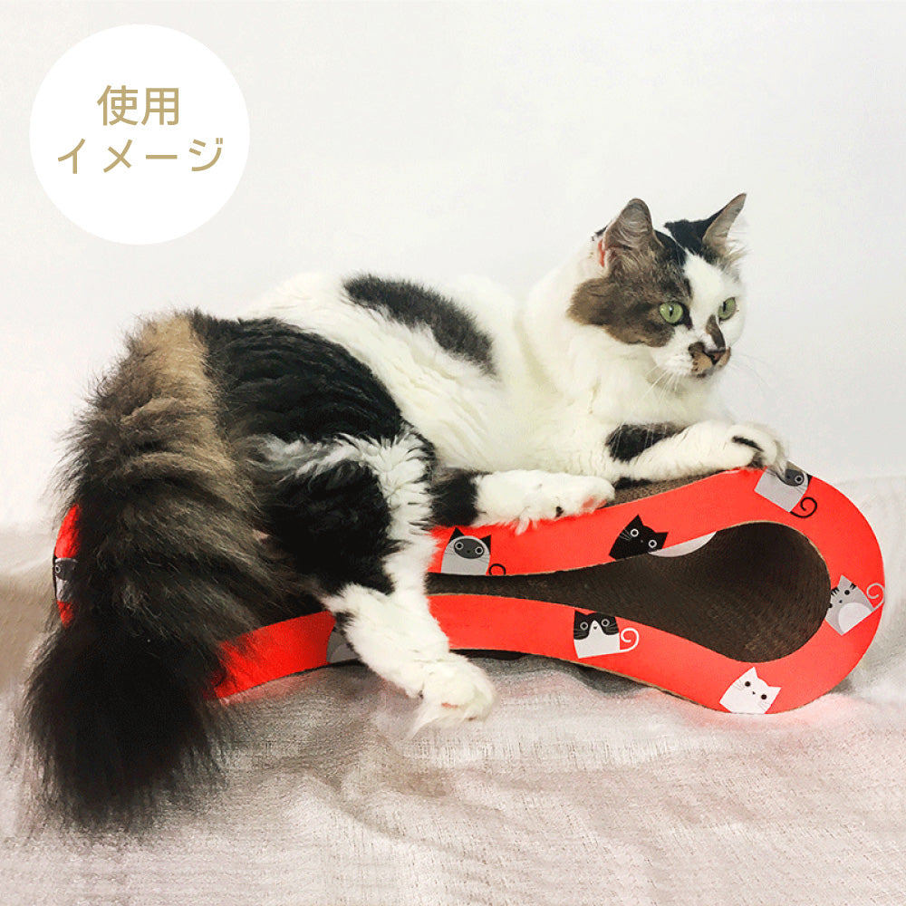 猫用 爪とぎ 8の字 キャットベッド S レッド 猫 段ボール スクラッ