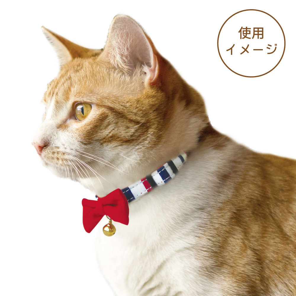 フェリーク キャットカラー デニムリボン 猫 首輪 猫用 カラー 安全 セーフティバックル かわいい おしゃれ リボン