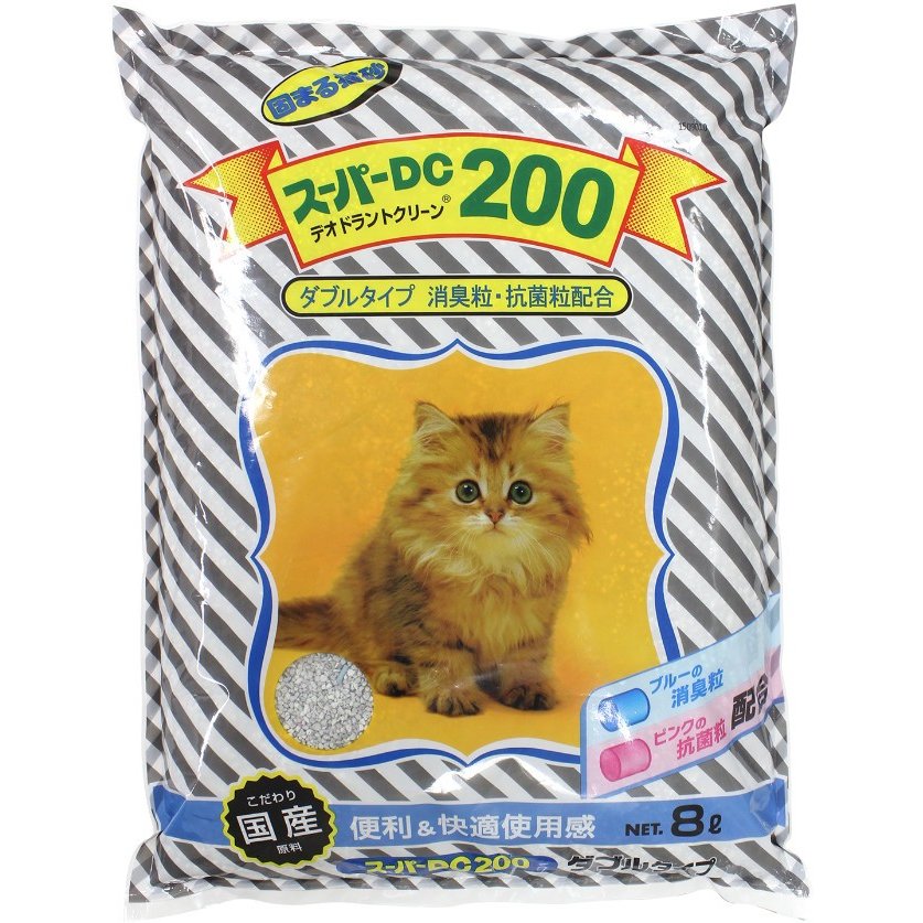 【全自動猫トイレにぴったり】 猫砂 ネコ砂 ねこすな 固まる猫砂 スーパーキャット スーパー DC200 ベントナイト 鉱物 固まる 消臭 抗菌 8L