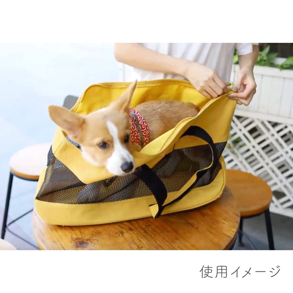 LAMOUR ラムール 犬用 キャンバス トートバッグ ドッグ キャリー バッグ 犬 肩掛け かばん おでかけ 通院 旅行 メッシュ ペット