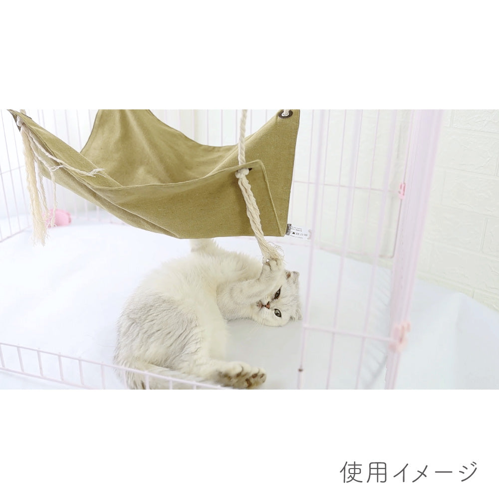 LAMOUR ラムール 猫用 タッセルデザイン ハンモック 猫  寝床 キャット ケージ用 かわいい リラックス カラビナ リネン