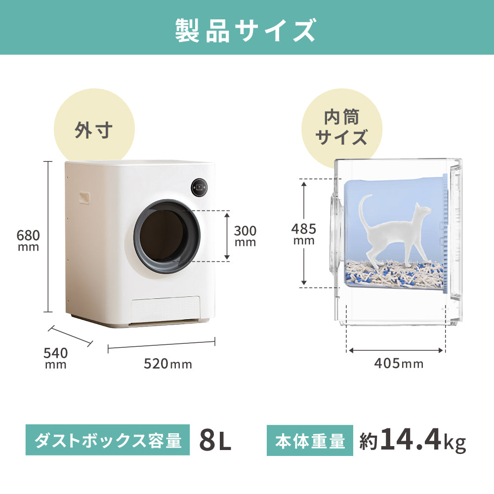 全自動猫トイレ自動猫トイレ大型 多頭飼いおしゃれ ネコトイレ 遠隔操作　猫８．５kg